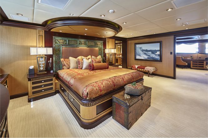 Lavish master stateroom able to accommodate even the most discerning of clients
