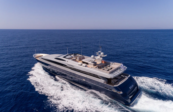 Luxury motor yacht BILLA cruising Greece this summer