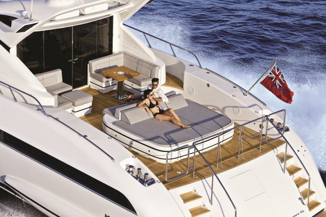 Relaxing on the spacious sun pads aft