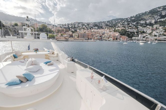 Spacious sundeck for a relaxed charter vacation