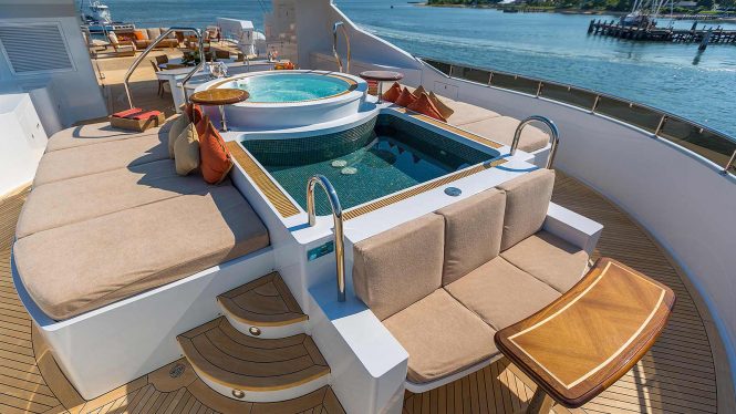 Sun deck with Jacuzzi and pool