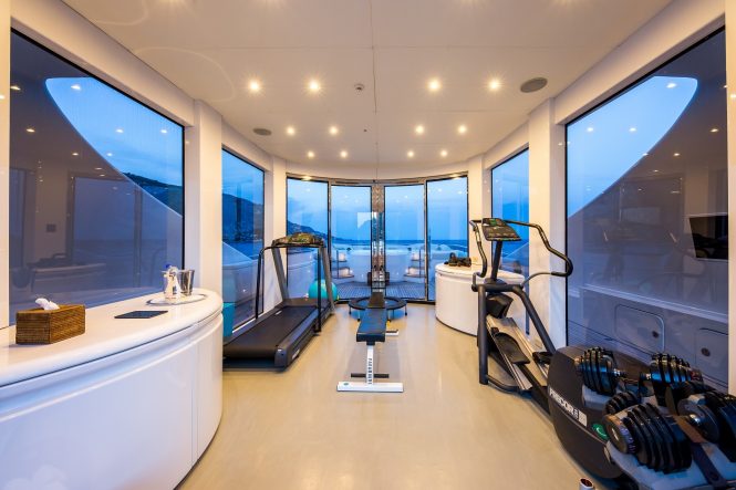 onboard gymnasium to keep fit on holiday