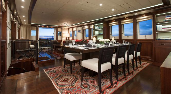 Inviting and modern interiors with spacious socialising spaces on board
