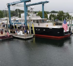 Motor yacht Contraband launched by New England Boatworks Inc
