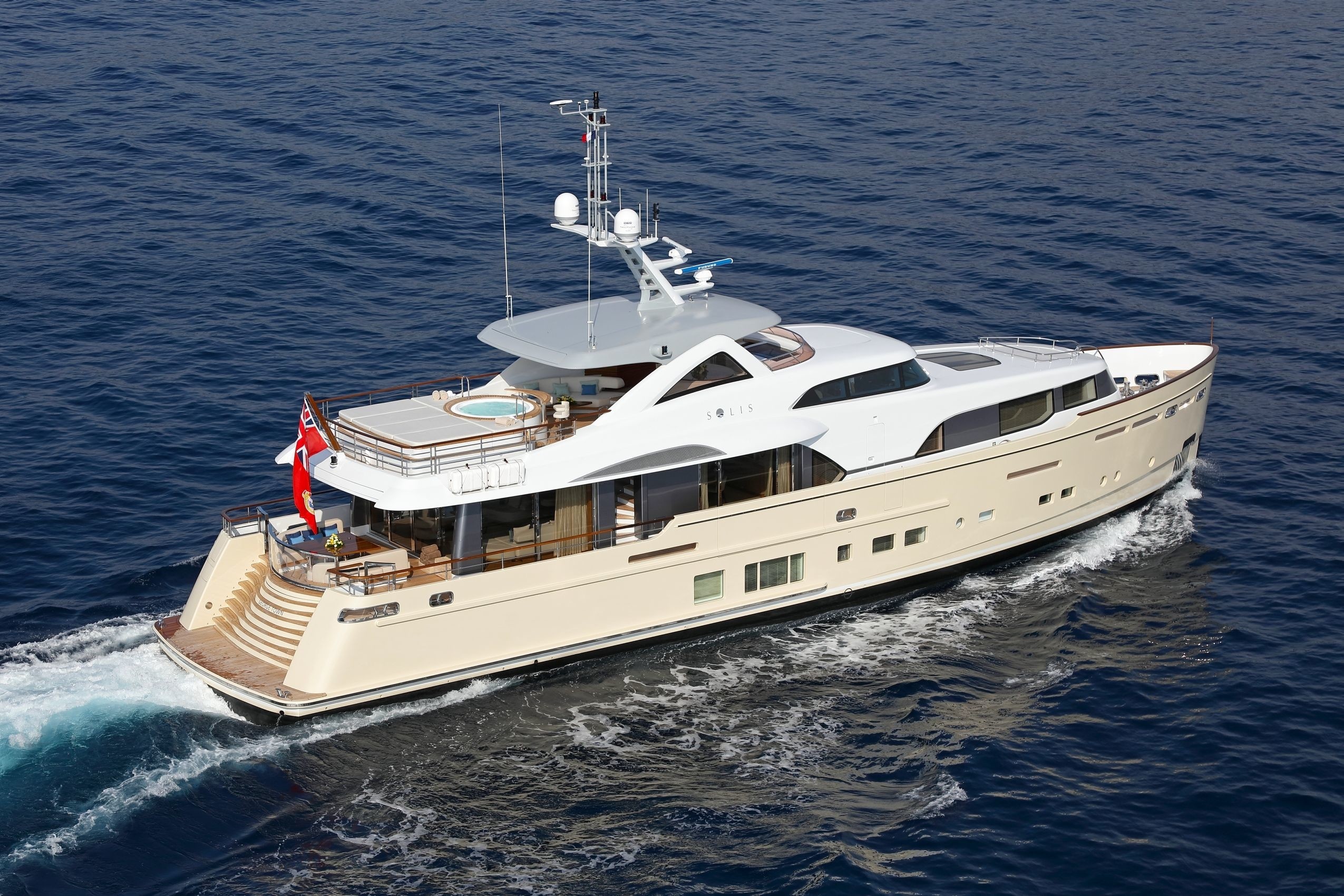 Aerial view motor yacht with Jacuzzi — Yacht Charter & Superyacht News