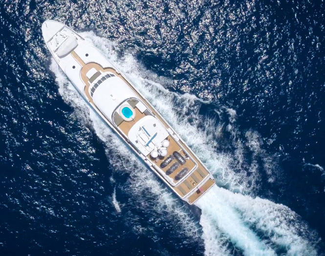 Aerial view of the superyacht