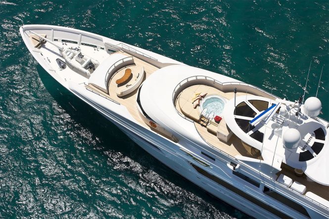 Aerial view of the yacht