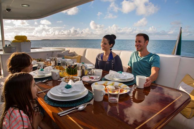 Dining al fresco aboard the superyacht