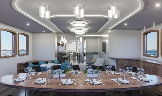 Elegant dining area and saloon - rendering