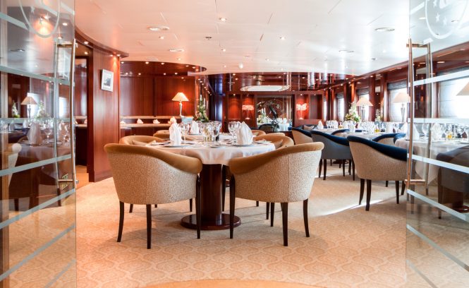 Elegant dining area for all charter guests