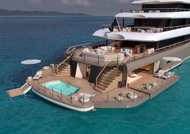 Fantastic beach club at the stern - Project Moonflower by Nauta Yachts