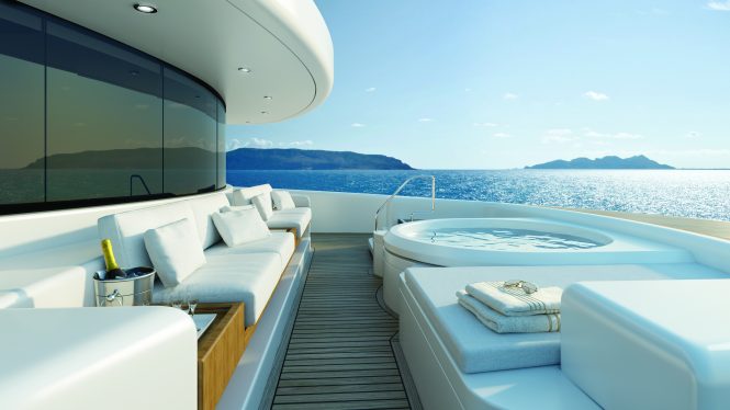 Fantastic foredeck with a private Jacuzzi and sunbathing area