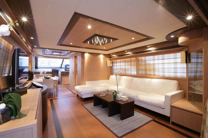 Inviting and modern saloon for a comfortable stay on board