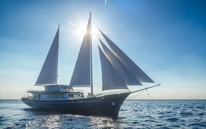 Motor sailer yacht CORSARIO rendering