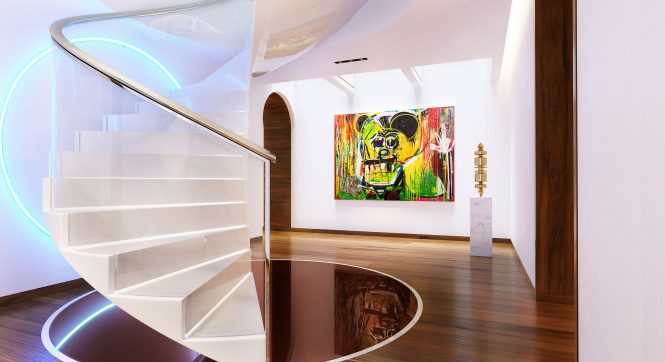 owner suite stairs from main deck to upper deck