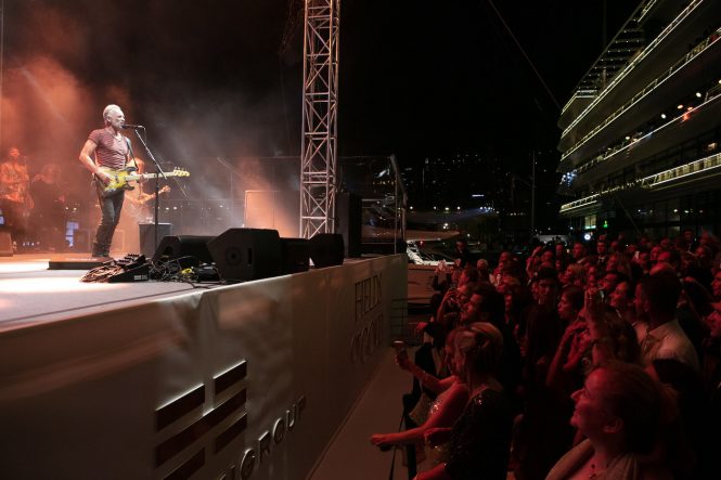 Sting on stage at Monaco Yacht Club 2018