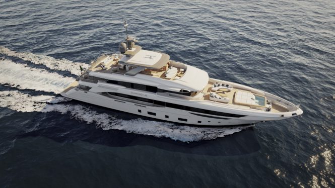 aerial view of DIAMOND 145' superyacht by Benetti