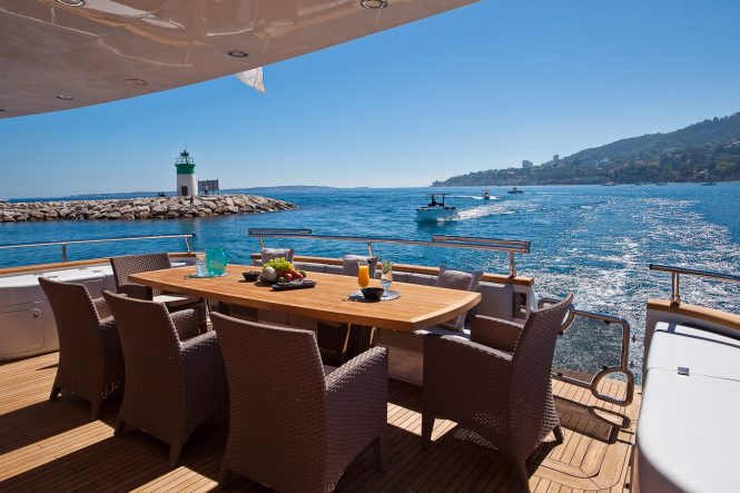 aft deck alfresco dining area