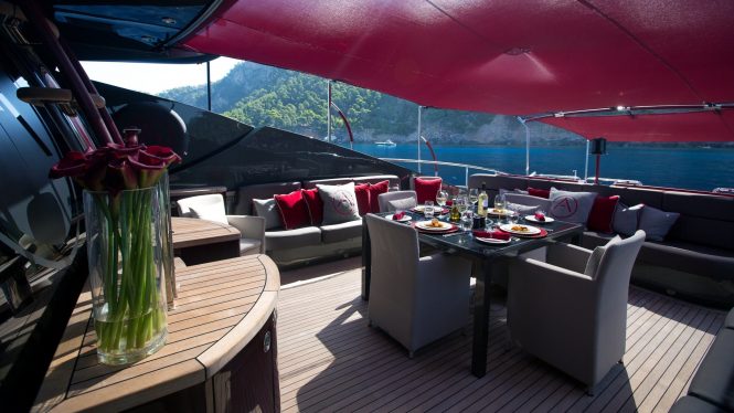 stylish aft deck dining