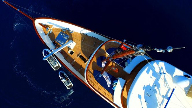 Aerial view with water toys