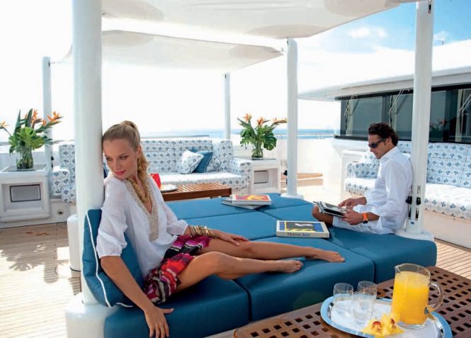 Enjoying the relaxing ambience and exceptional service on board