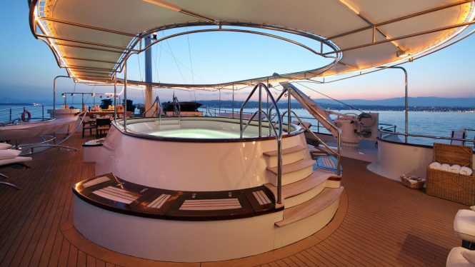 Large hot tub to enjoy during your stay on board