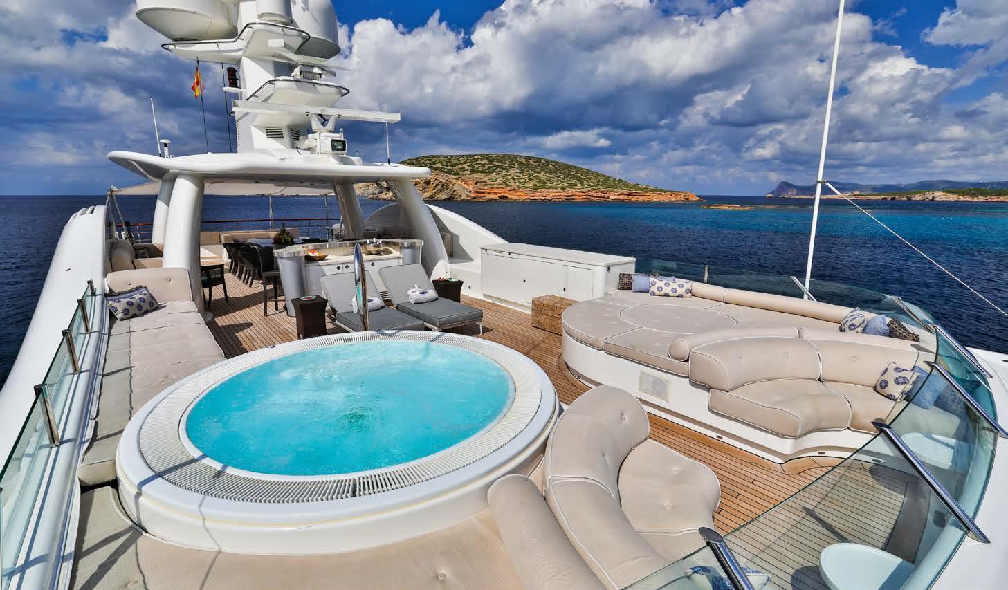 Sun deck with a Jacuzzi spa
