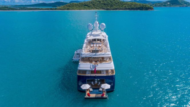 ANDIAMO - Aerial view of the yacht's aft decks