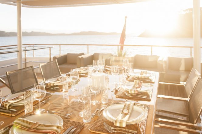 Aft deck alfresco dining area