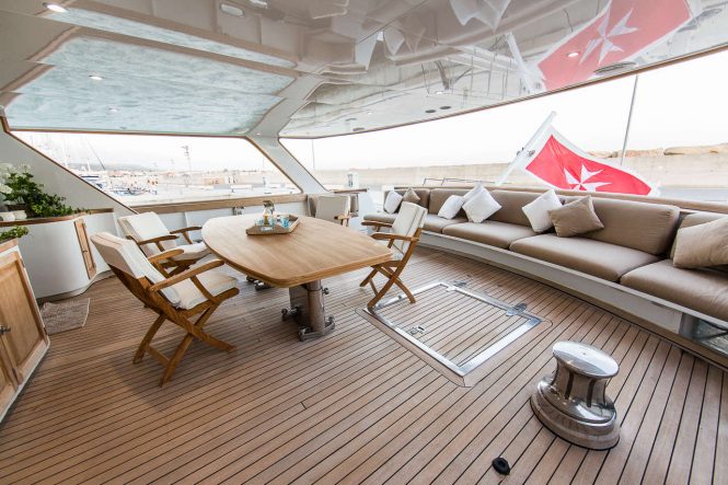 Aft deck offering a comfortable alfresco dining area