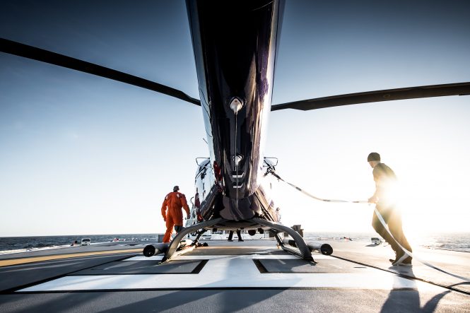 Helicopter on helideck of Game Changer