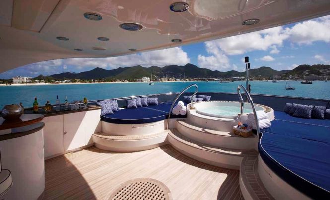 Jacuzzi on board for a relaxing charter experience