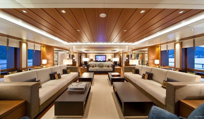 Main saloon offers large sofas and a great place to relax and socialise