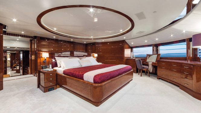 Master stateroom with beautiful classic modern decor