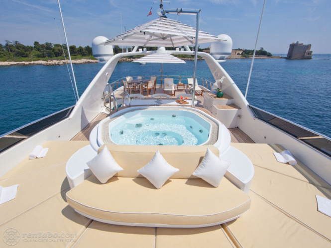 On deck Jacuzzi with sun pads