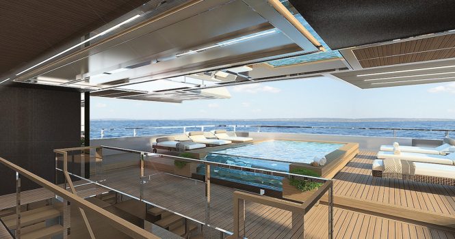 Sanlorenzo 64Steel aft deck with pool