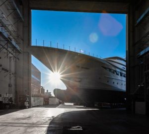 79m CRN 135 Superyacht getting ready for launch in Italy