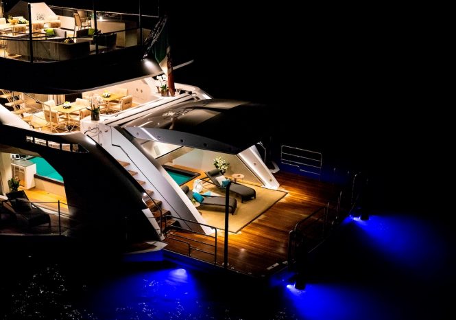 Aerial view of CECILIA by night - beach club