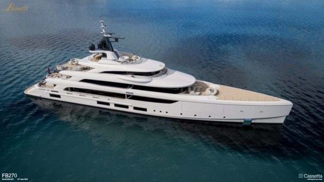 Benetti FB270 superyacht project VOGUE - aerial rendering