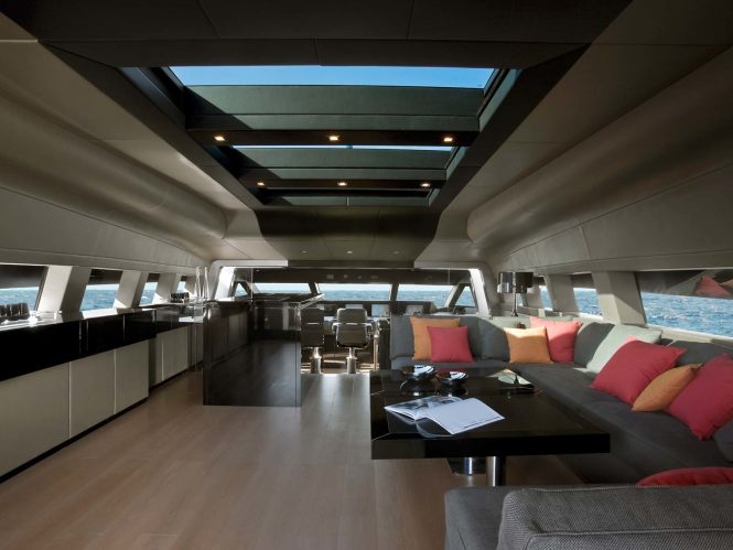 Bridge deck with seating area