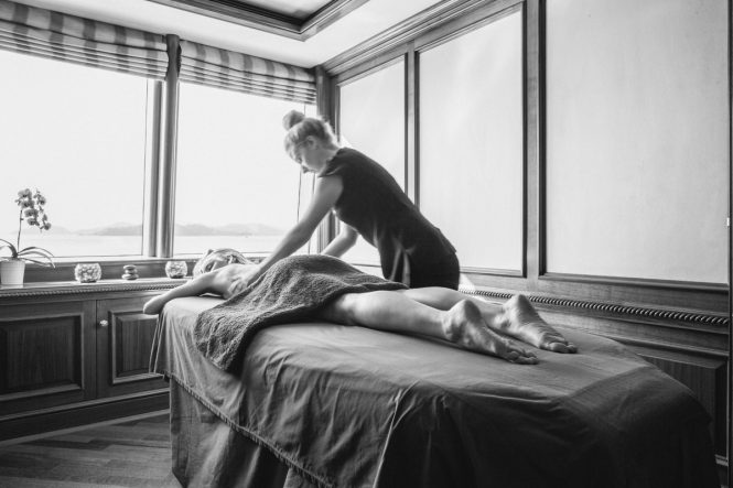 Enjoying a luxurious on board massage