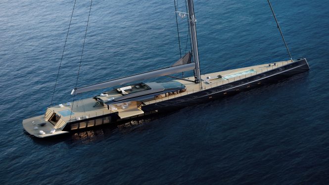 Exterior of the MM725 yacht concept Malcolm McKeon Yacht Design