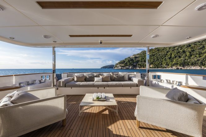 Fabulous aft deck lounging area