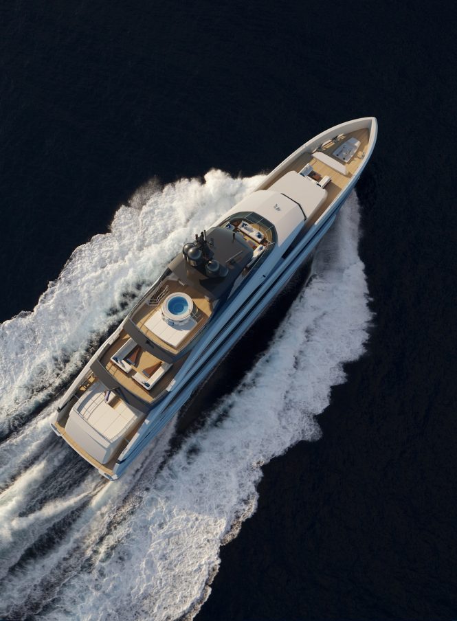 Heesen YN 18950 superyacht Project Aquamarine running shot rendering