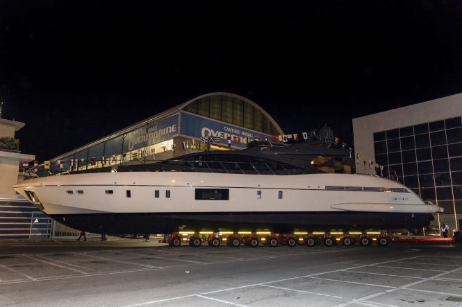 Mangusta 110 series hull no. 4 getting ready for launch