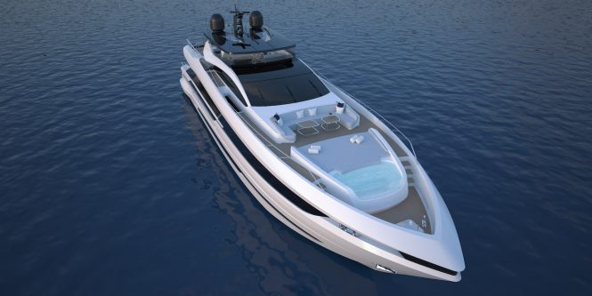 Mangusta Grandsport 33 yacht with Jacuzzi at the bow