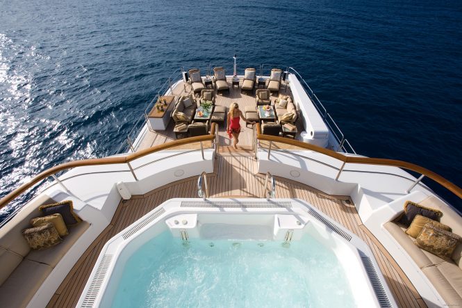 Aft deck with a large swimming pool