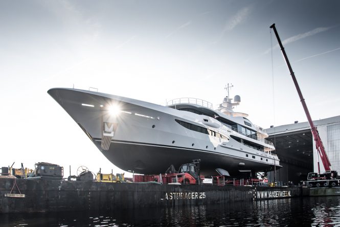 Luxury yacht PAPA during her launch
