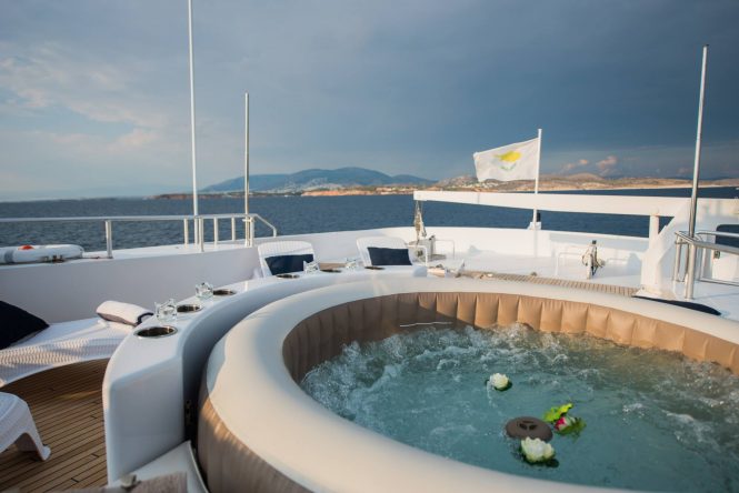 On board Jacuzzi hot tub for a relax charter experience