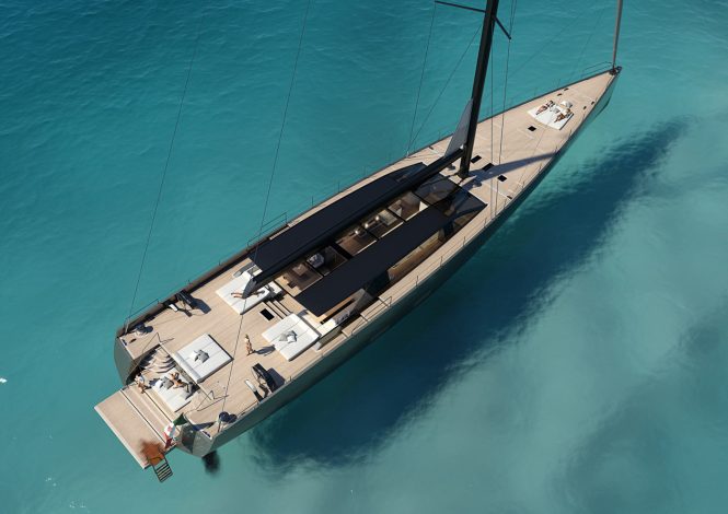 Aerial view at anchor